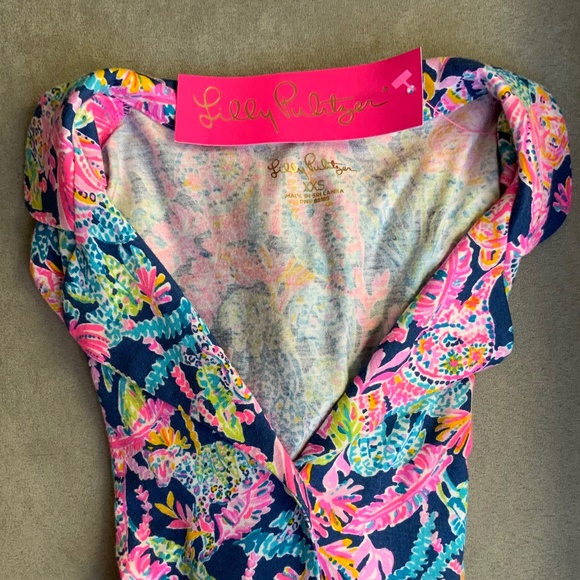 Lilly Pulitzer PJ Knit LS Button Up Top Oyster Bay Navy Seen and Herd Knit NWT - Picture 11 of 16